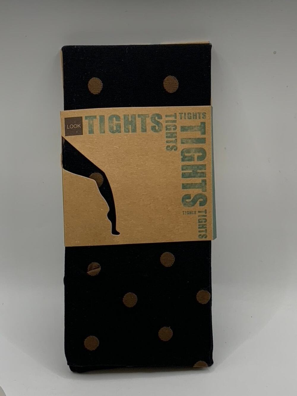 LOOK FOOTWEAR Women's Black-Brown Polka Dot Knit Pull-On Tights SZ OS